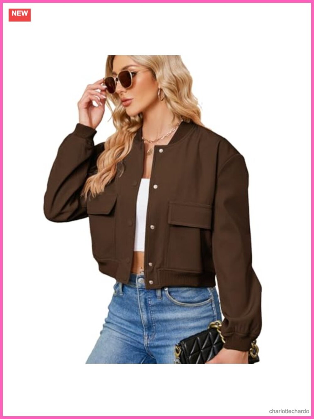 Cropped Bomber Jacket Womens Short Trendy Casual Varsity Zip Up